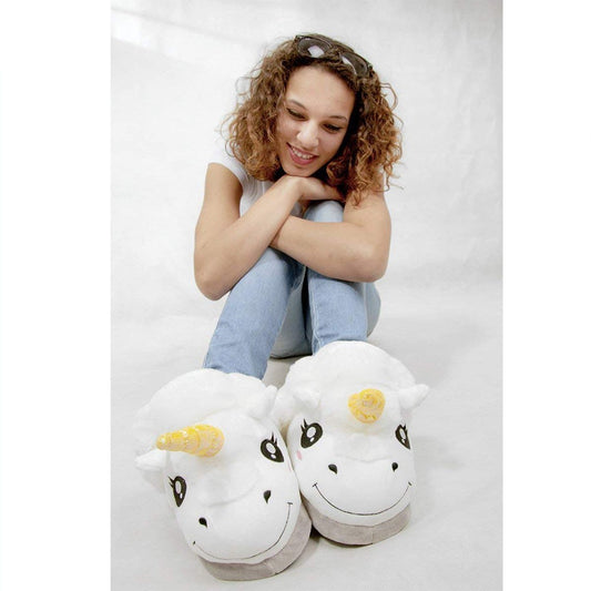 Cool Gift, Soft Cozy Unicorn Women Home Slipper - White