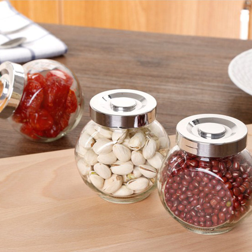 Cool Gift, Glass Jar With Silver Lid Set, Available in Different Sizes
