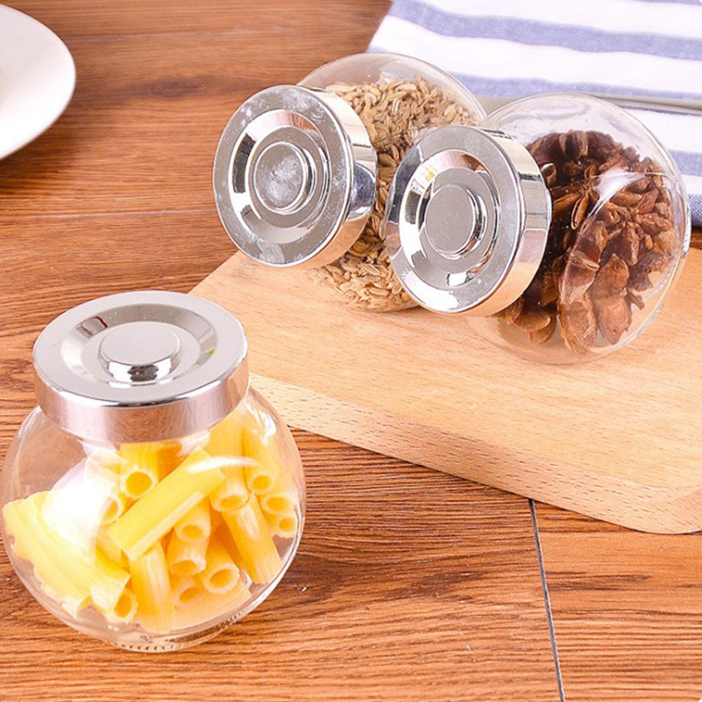 Cool Gift, Glass Jar With Silver Lid Set, Available in Different Sizes