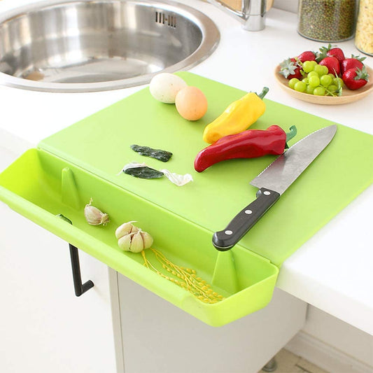 Cool Gift, Cutting Chopping Board Set with Food Holder Container Tray, Available in Different Colors