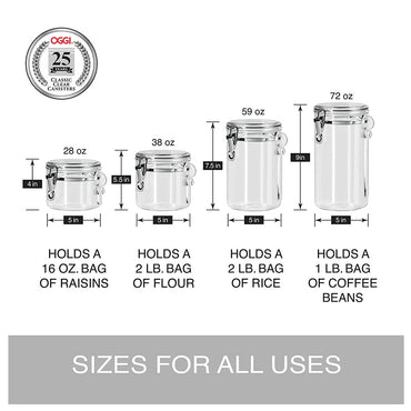 Cool Gift, 4pcs Clear Canister Set with Clamp Lids