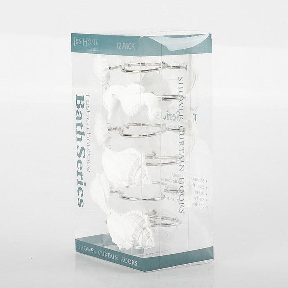 Sanitary, 12 Pieces Shower Curtain Hooks Rings, Available in Different Colors