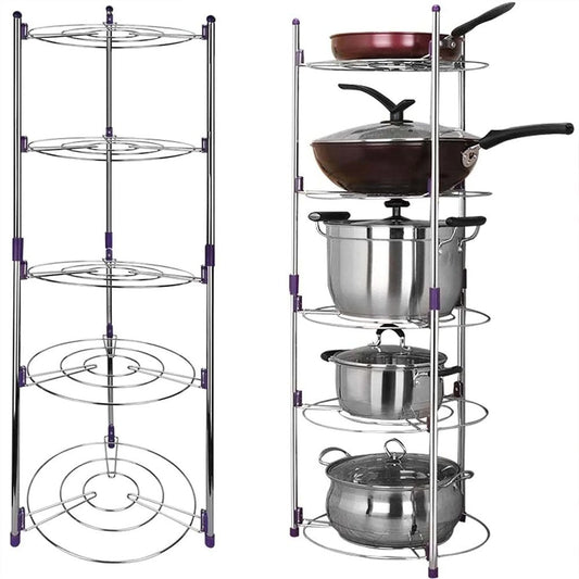 Cool Gift, Adjustable 5Tier Stainless Steel Storage Rack Round Shelves