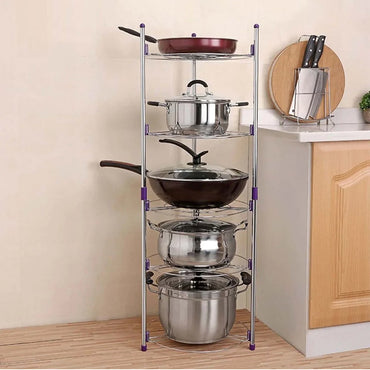 Cool Gift, Adjustable 5Tier Stainless Steel Storage Rack Round Shelves