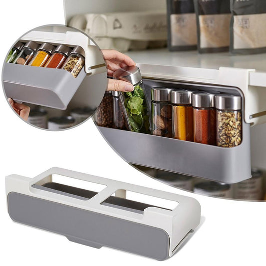 Cool Gift, Under-Shelf Spice Rack, Kitchen Organizer With 7 Jars