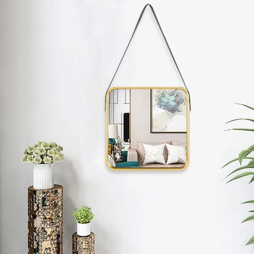 Antique Gold Square Frame Wall Hanging Mirror HB-77-40