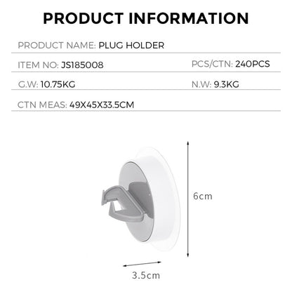 J&S Home, TraceLess Wall-mounted Plug Holder, JS185008