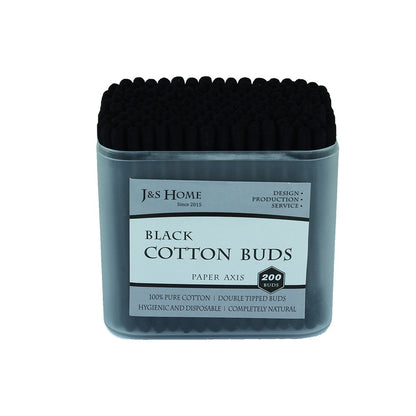 J&S Home, Natural Black Double Tipped Organic Cotton Buds, Available in Different Sizes