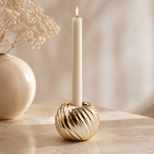 Karaca Home Joy Tealight Ceramic Candle Holder Gold 8 x 6 cm, 300.21.02.0346