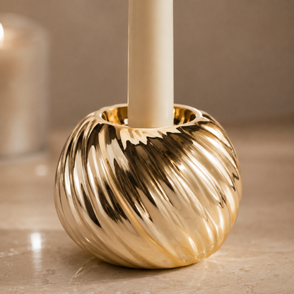 Karaca Home Joy Tealight Ceramic Candle Holder Gold 8 x 6 cm, 300.21.02.0346