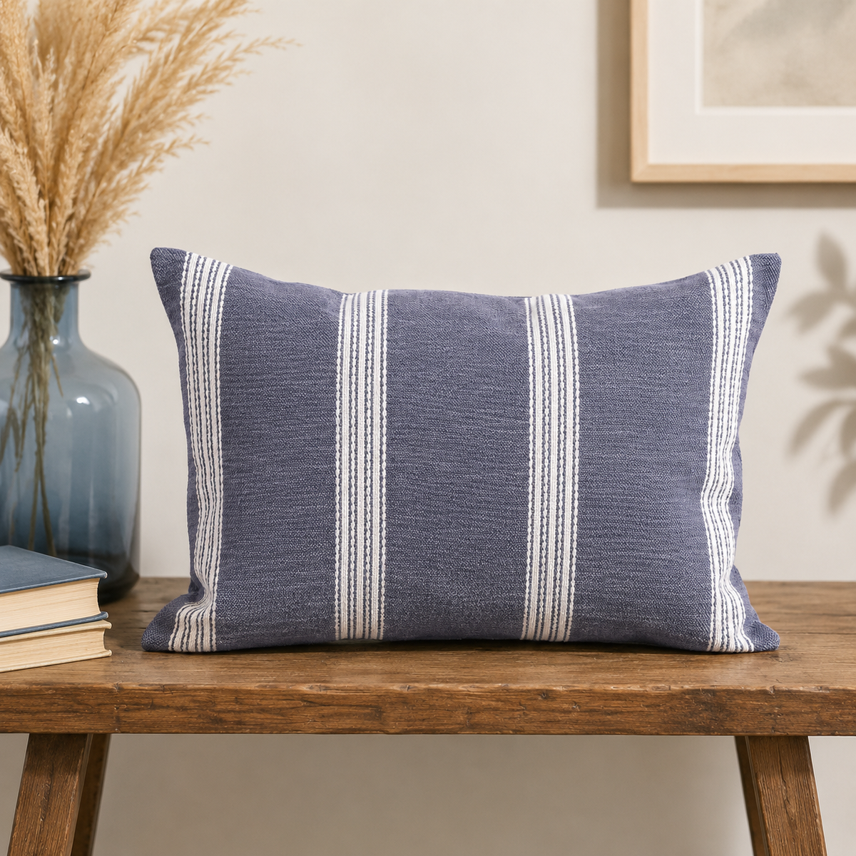 Karaca Home Lamar Plain Indigo Filled Cushion, 200.18.01.0675