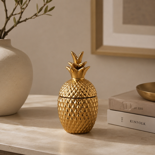 Karaca Home Lesley Pineapple Gold Decorative Lid 18 x 8 cm, 300.23.01.0532