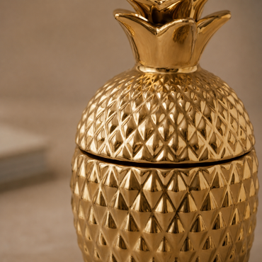 Karaca Home Lesley Pineapple Gold Decorative Lid 18 x 8 cm, 300.23.01.0532