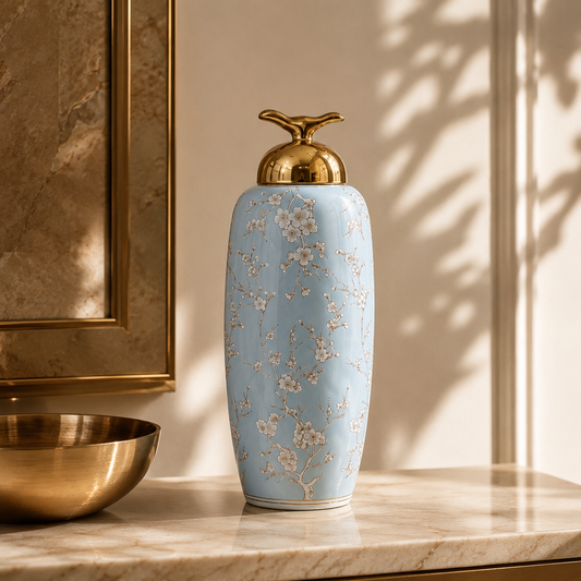 Karaca Home Deep Vase 48 cm - Blue Floral, 300.01.01.2491