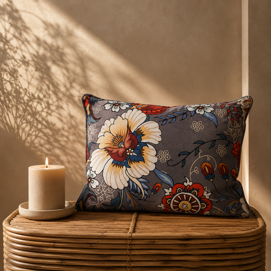 Karaca Home Floral Gray Decorative Pillow 45 x 45 cm, 300.21.02.0237