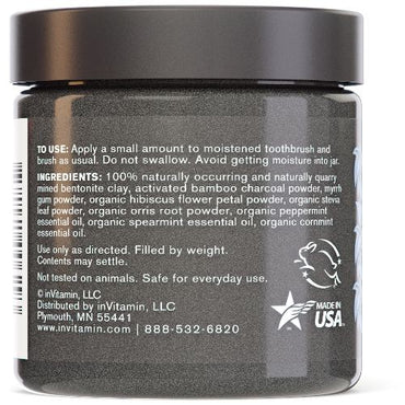 InVitamin, All Natural Activated Charcoal Tooth And Gum Powder Peppermint Flavor