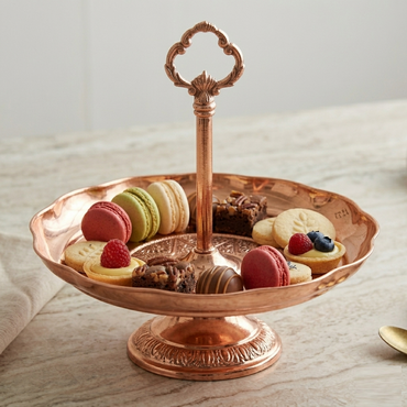 Karaca Anatolia Copper Single Layer Serving Bowl - Elegant Handled Presentation Bowl, 300.21.02.0220