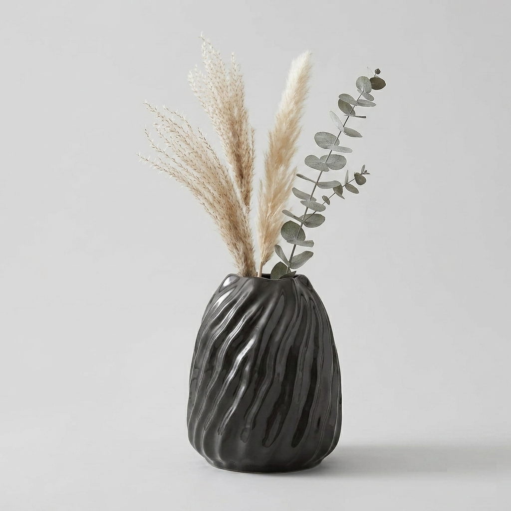 Karaca Home Mooney Black Ceramic Vase 15 cm, 300.22.02.0076