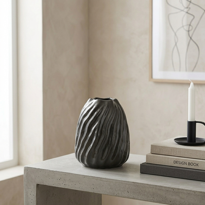 Karaca Home Mooney Black Ceramic Vase 15 cm, 300.22.02.0076