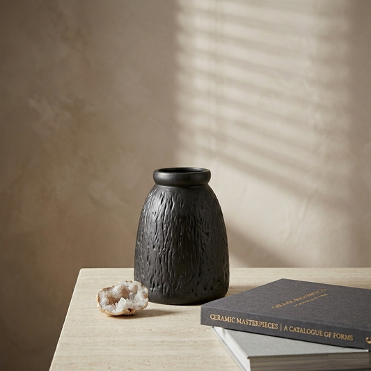 Karaca Home Russel Luxe Sculptural Black Vase, 300.23.01.0529