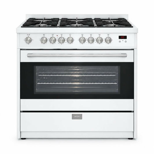 Flora Free Standing Cooker, 90x60cm, 4 Gas Burners, Wok Burner [White], FLR-CTGDB90W