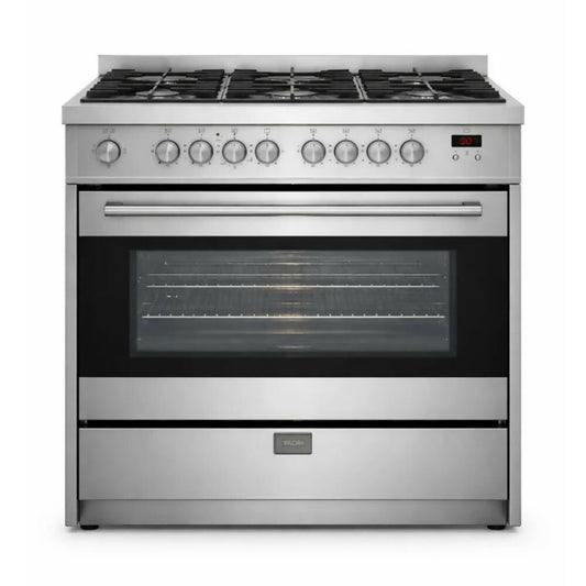 Flora Free Standing Cooker, 90x60cm, 4 Gas Burners, Wok Burner [Inox], FLR-CTGDB90X