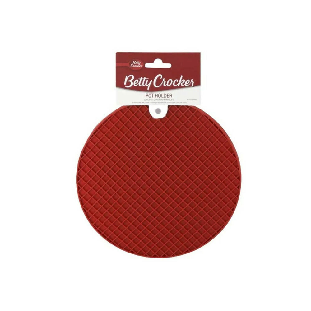 Betty Crocker Silicon Pot Mat, Withstands High Heat, High-Quality Materials, Easy To Clean (20cm) [Red], BC4050