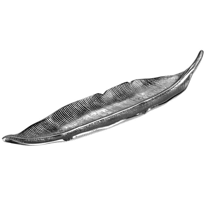 Decorative Plate Leaf Silver 40 cm