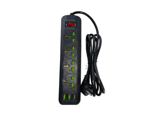 Power Board 7 Ways With Switch Black