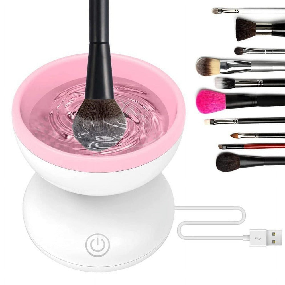 Electric Makeup Brush Cleaner Pink & White