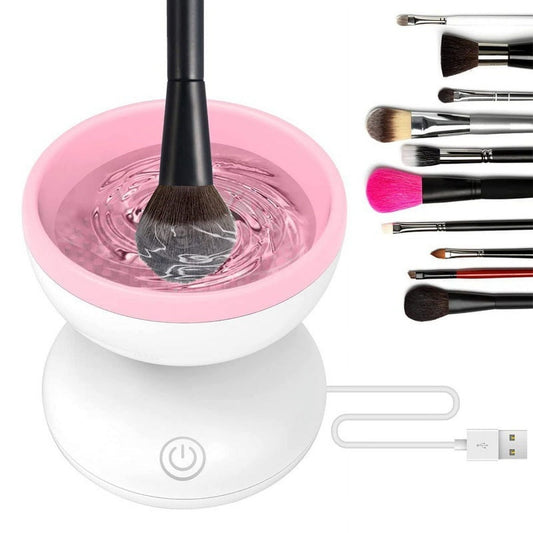Electric Makeup Brush Cleaner Pink & White