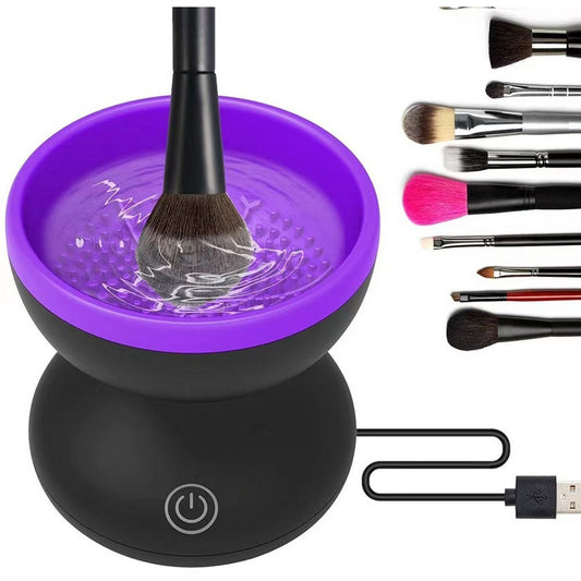 Electric Makeup Brush Cleaner Purple & Black