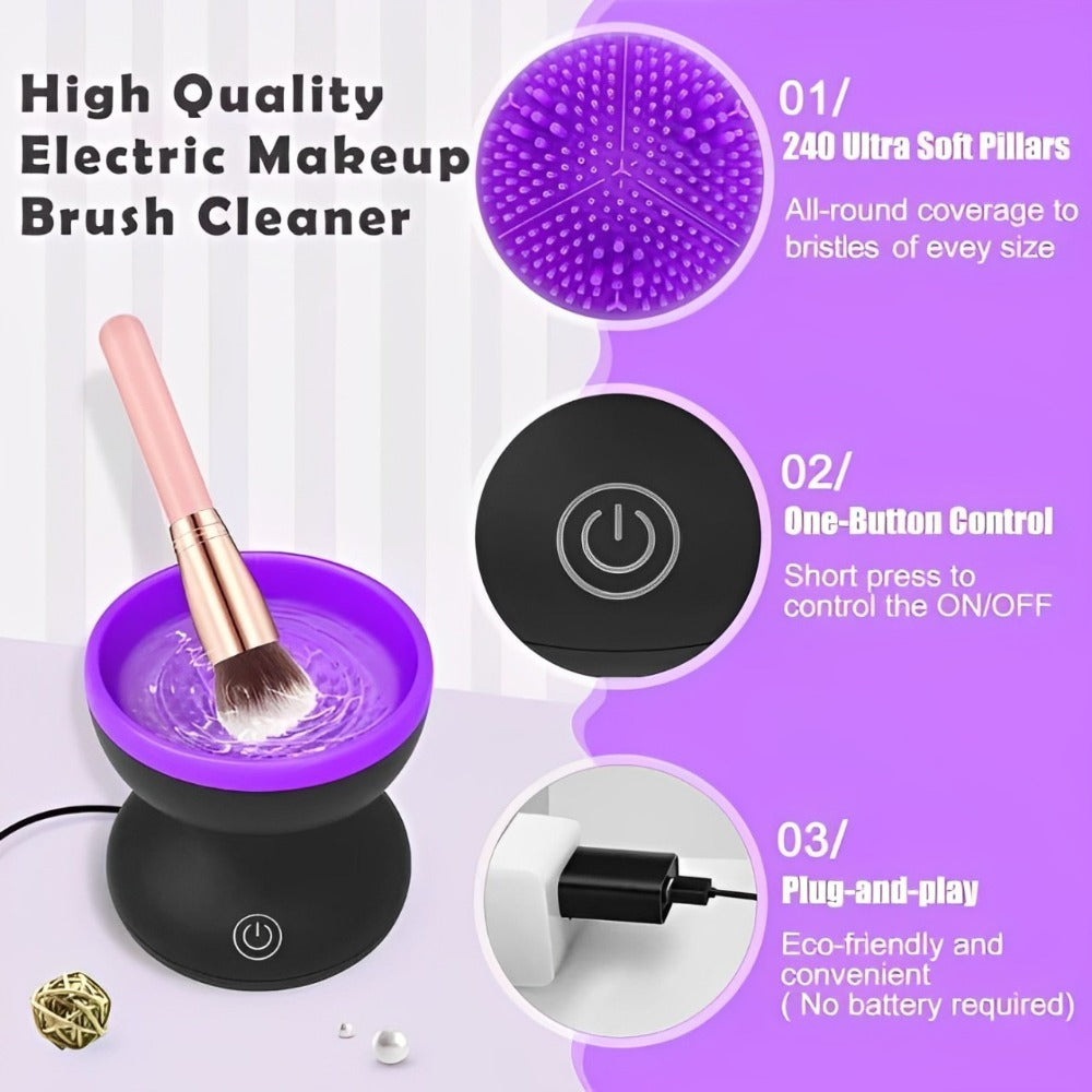 Electric Makeup Brush Cleaner Purple & Black
