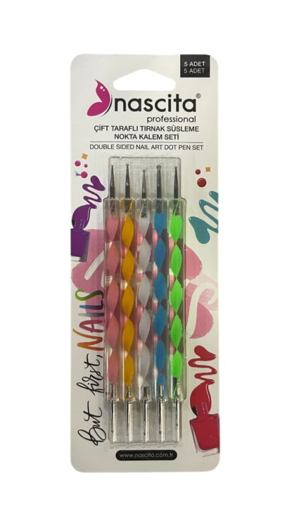 Nascita, Double Sided Nail Art Dot Pen Set Pack of 5