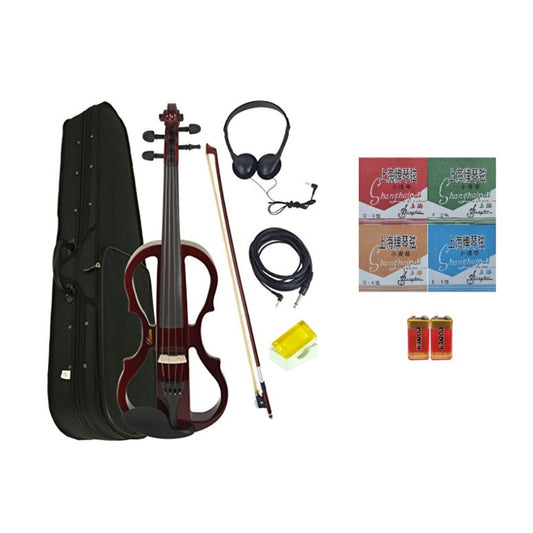 AH 4/4 Electric Violin Kit, Intermediate A, Solid Spruce Wood, Ebony Fittings, Full Size [Cristalic Burgundy], AA88CBU