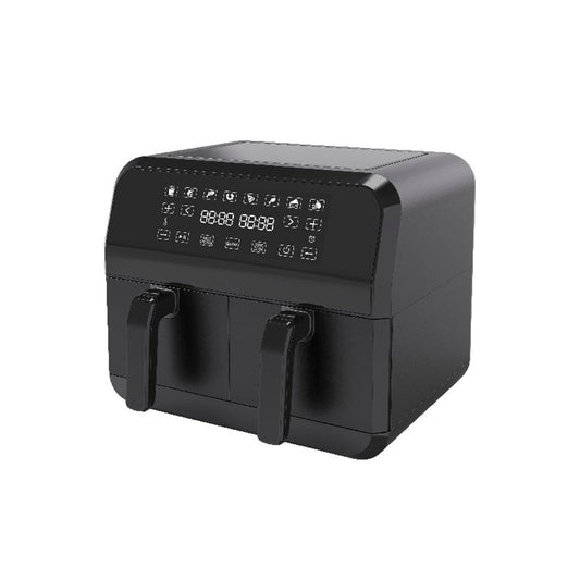 Campomatic Dual Air Fryer XXL - 9L - 2.4Kg, Digital, 1700W, 8 Pre-Set Programs, Dual Cyclone, Precise Temperature & Timer, Non Stick Basket, Black, AFD90XL