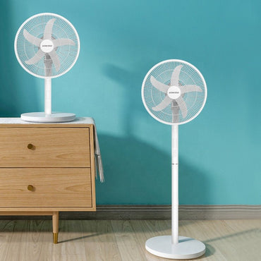 Akko Star, Rechargeable Fan 16' Table/Stand Fan, Emergency Fan, Led Lights, Ac/Dc Operated, Up To 20 Hours On Battery, Built-In Usb Charger