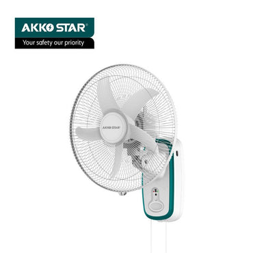 Akko Star, Rechargeable Wall Fan 16' Emergency Fan, Led Lights, Ac/Dc Operated, Up To 15 Hours On Battery, Built-In Usb Charger