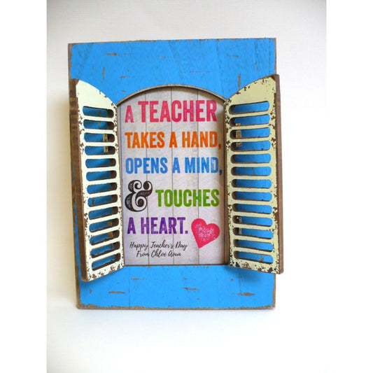 Merlin, Vintage Window Wooden Frame Blue