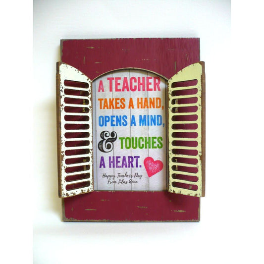 Merlin, Vintage Window Wooden Frame Red