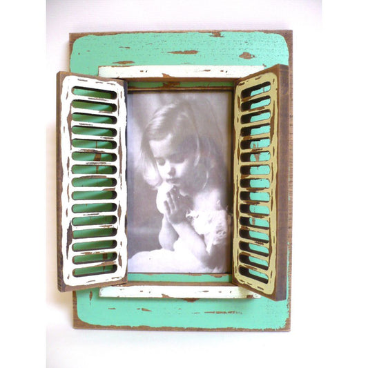 Merlin, Vintage Window Wooden Frame Green