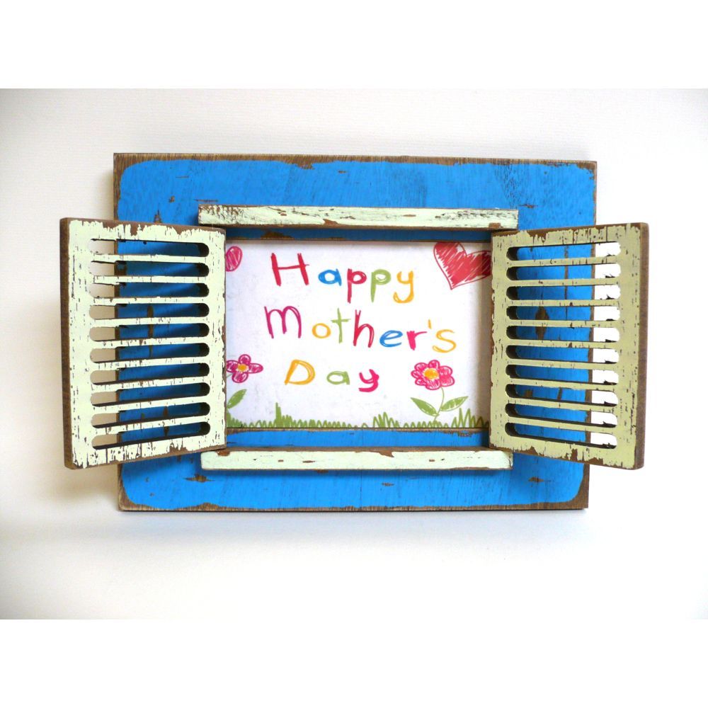Merlin, Vintage Window Wooden Frame Blue