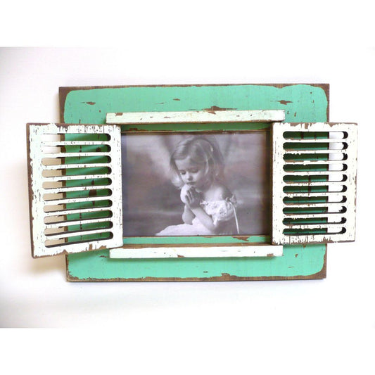 Merlin, Vintage Window Wooden Frame Green