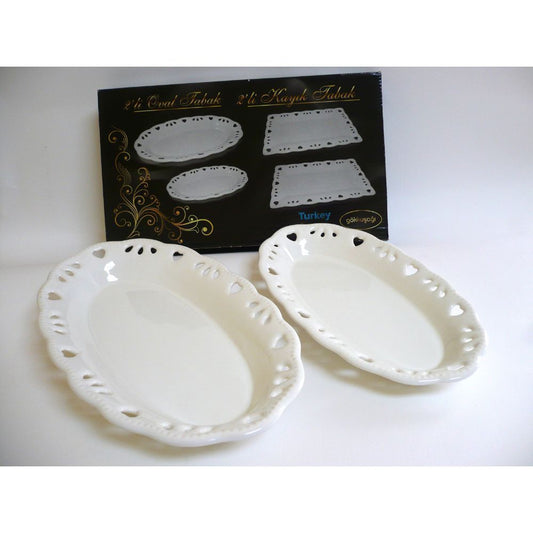 Arow, 2 Oval Plates Embossed 31Cm And 28Cm