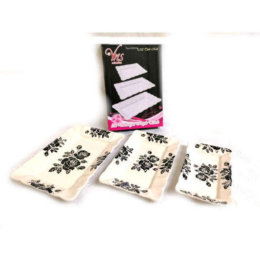 Arow, 3 Pieces Rectangular Embossed