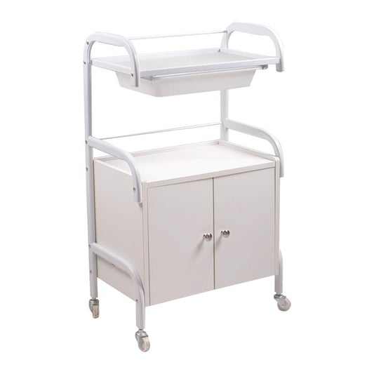 La Perla Tech, Salon System Trolley with Top Drawer and Two Doors - Model 201B-1 | White