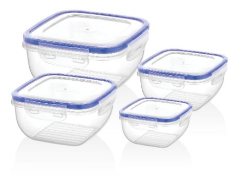 Bager, Cook&Lock Square Storage Container Set 4 Pcs (500+900+1500+2400 Ml) (Std)