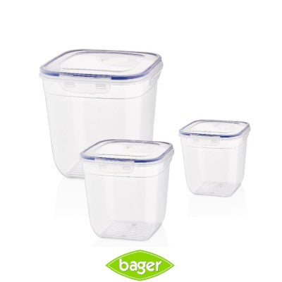 Bager, Cook&Lock Square Storage Container (1100+1950+3250 Ml) (Deep)