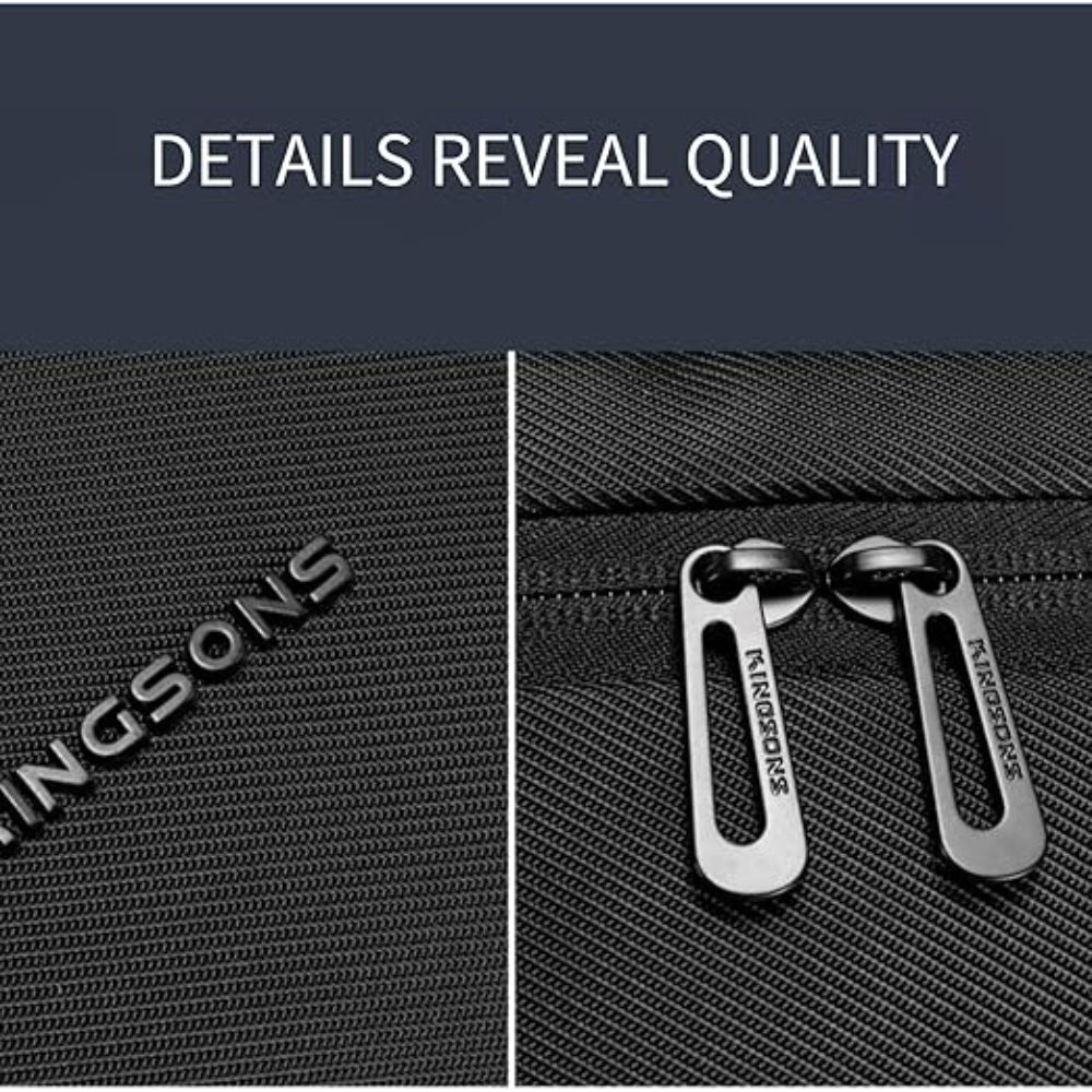 KINGSONS KS25458 18L Ergonomic Business Laptop Backpack, Waterproof, Scratch-Resistant Travel Commuter Bag Black