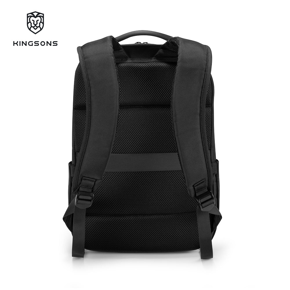 KINGSONS KS25458 18L Ergonomic Business Laptop Backpack, Waterproof, Scratch-Resistant Travel Commuter Bag Black